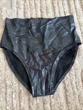 High-Waist Shimmery Black Swim Bottom